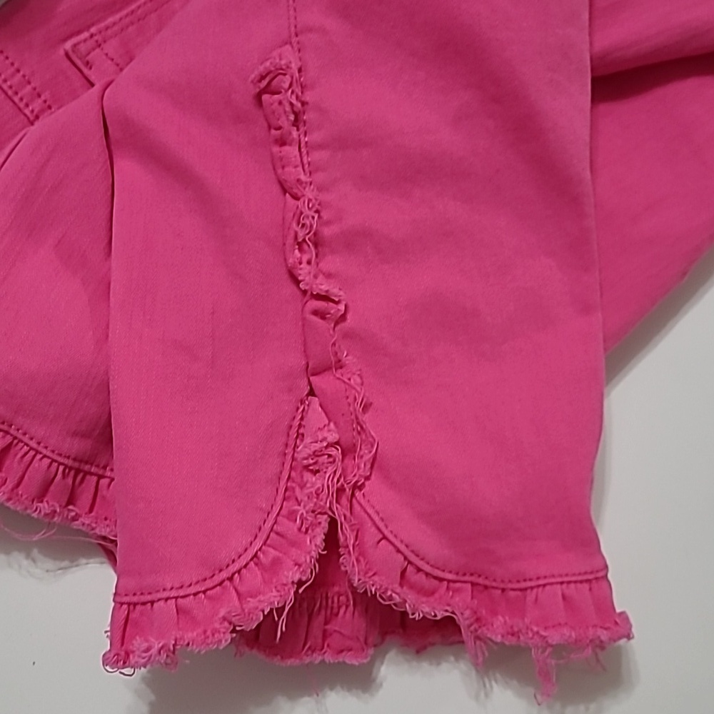 Crown & Ivy Hot Pink High-Rise Skinny Crop Pants with Ruffled Ankle Detail - 16 - Picture 4 of 9
